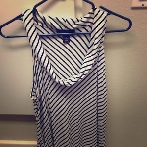 WHBM diagonal stripe cowl neck tank